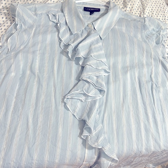 NWOT Lane Bryant Light Blue Ruffle Blouse size 24 - Picture 10 of 10